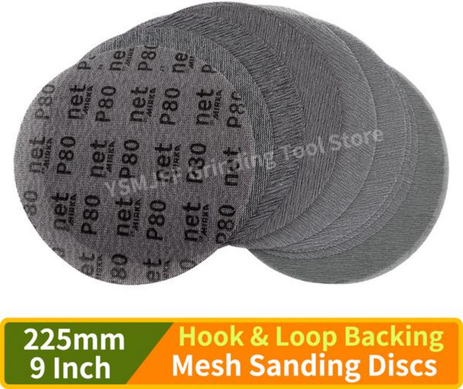 9 인치 메쉬 샌딩 디스크 먼지 방지 블로킹 225mm 그립 P80-P400 연마 용 그릿 자동차 퍼티 마무리, 180 Grit, 20PCS