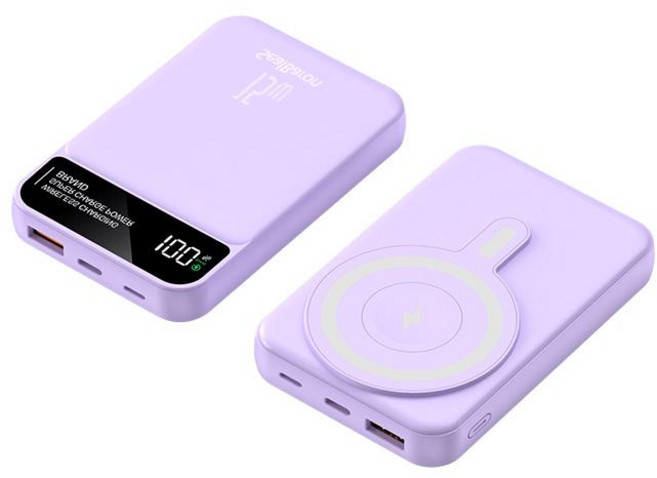 무선 3in1 맥세이프보조배터리 대용량 잔량표시 고속충전 10000mAh PD 22.5W 보조밧데리, 퍼플