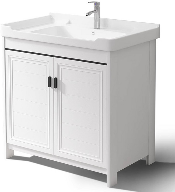 Garry 세면대 하부장 일체형 세면기하부장 카운터 세면대 하부장 욕실 수납장 화장실세면대, 흰색