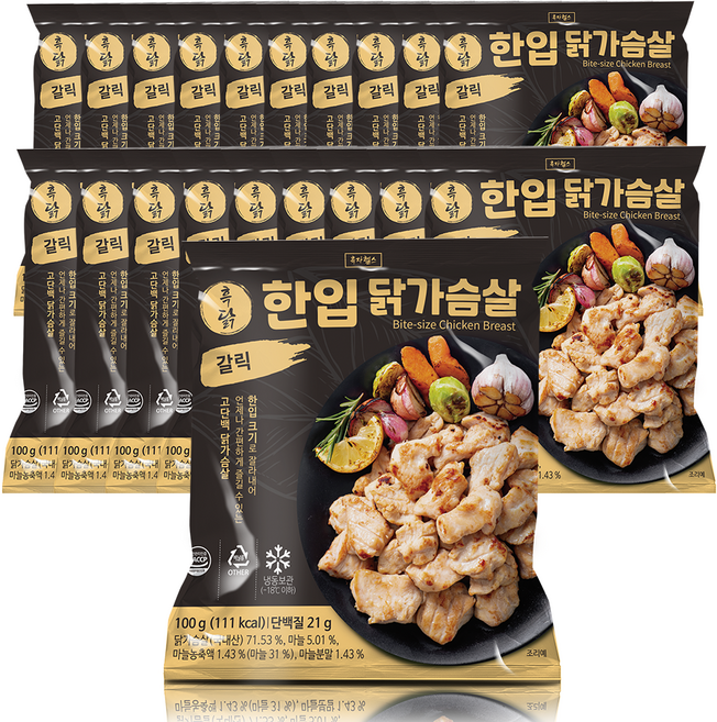 흑닭 한입 닭가슴살 갈릭, 100g, 20개