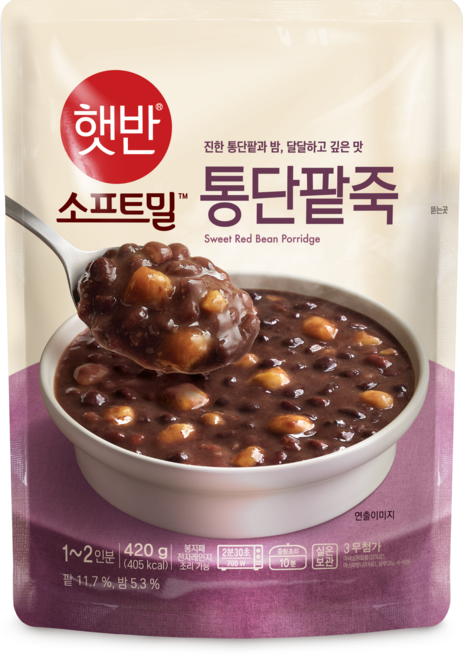 햇반 소프트밀 통단팥죽 420g, 4개