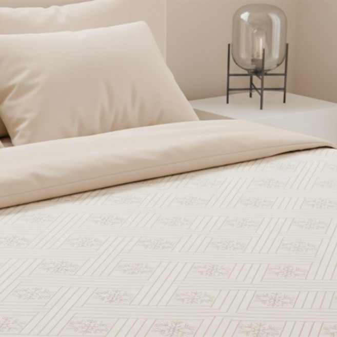 씽크라이프 오코텍스 인증 여름 침대 냉감패드 냉감매트 쿨매트 쿨베개커버 세트, 아이보리(그레이 체크)