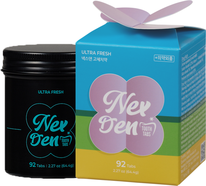 신제품 넥스덴 고체 치약 92정x2캔 6캔 울트라민트 치주염예방 치아미백 카렌듈라 죽염 가글 천연 구취제거 불소 잇몸치약 치석케어 씹는 치약 민트향 가글 치과 칫솔 잇치, 넥스덴 고체치약 92정 영, 1개, 64.4g
