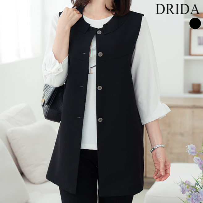드리다 여자 여름 카라 빅사이즈 정장 미디 조끼 베스트 4050대 미시 중년여성 엄마옷 하객 상견례 모임DH2737464