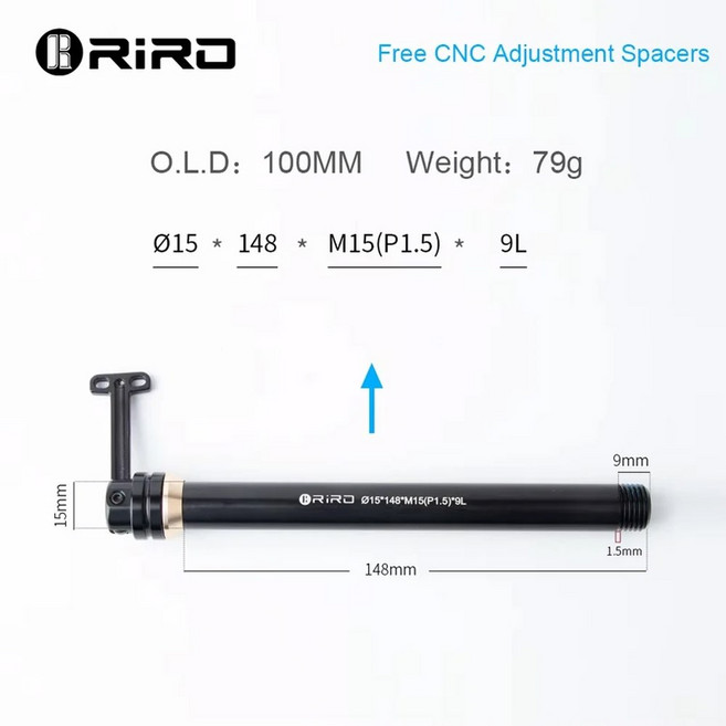 RIRO 자전거 쓰루 액슬 레버 포크 샤프트 허브 M12xP1.5 12*120 15x100 퀵 릴리즈 스케이버 MTB 로드 바이크, 15mm-148mm