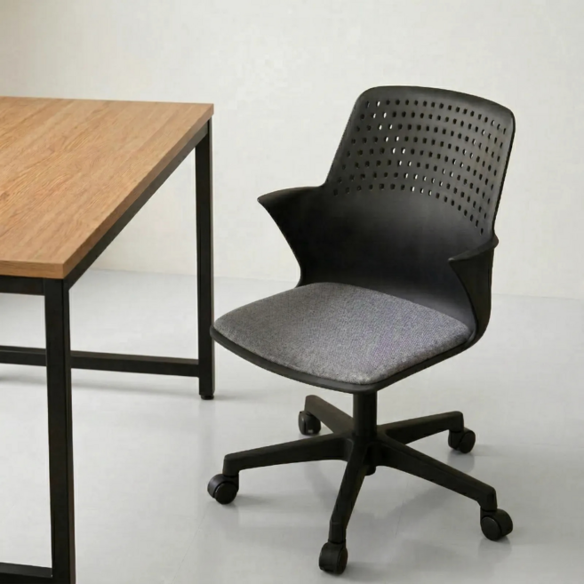 체어마이스터 국내생산 자세교정 학생 공부 독서실 인체공학 의자, 바디-블랙,좌판-그레이