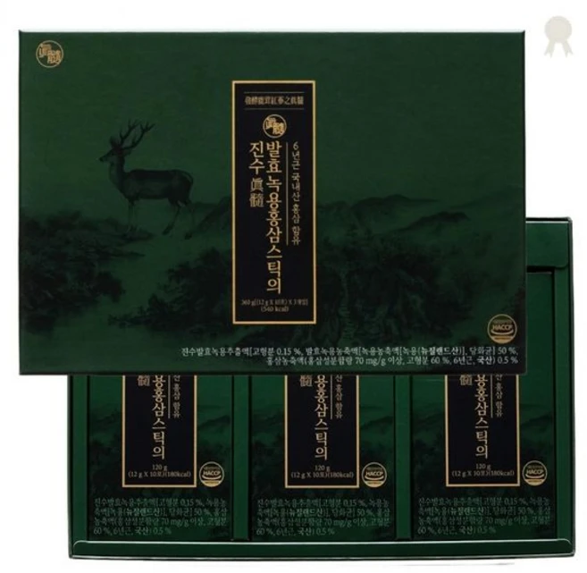 녹용함유 발효홍삼농축액 스틱형 파우치 건강보조식품 가정용 면역력증진 건강관리, 1개, 360g - 쿠팡