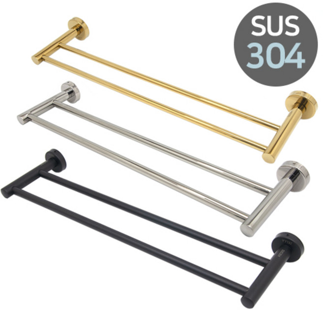 녹슬지 않는 스텐 304 욕실 수건걸이 타올걸이 2단 수건걸이 (3색), B.블랙(BLK), 1개