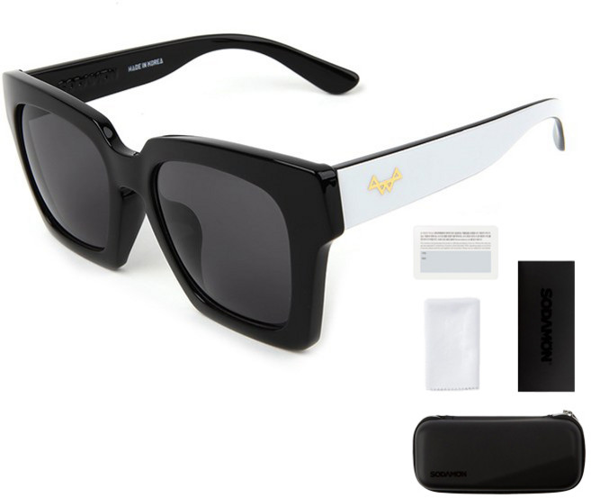 소다몬 혼투스 HT602 뿔테 남자 여자 패션 오버사이즈 선글라스+케이스+클리너+카드+박스