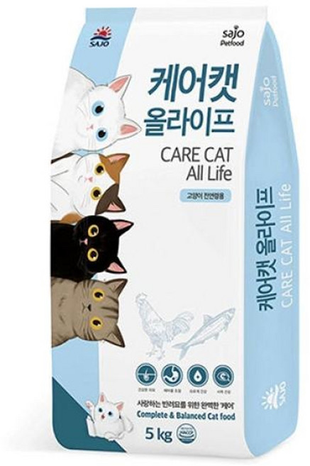 사조케어캣올라이프5kg 고양이 전연령 대용량사료 길냥이사료, 닭, 5kg, 1개