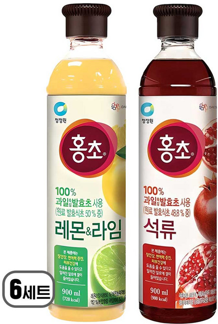 청정원 홍초 레몬라임 + 석류, 6세트, 1.8L