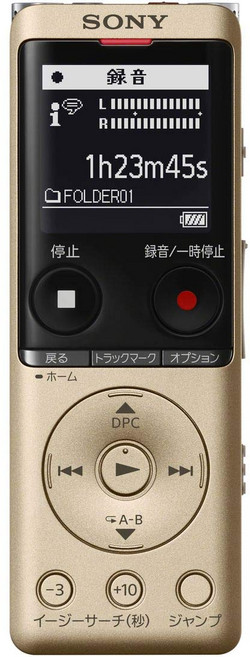 소니 IC 레코더 4GB 얇고 가벼운 S 마이크 시스템 최대 22 시간 연속 사용 클리어 보이스 기능 탑재 골드 ICD-UX570F N, 단일옵션, 단일옵션