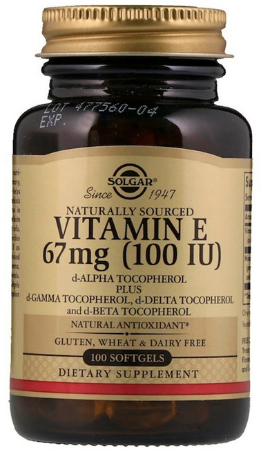 SOLGAR 維他命E 100IU&生育酚軟膠囊, 100顆, 1罐