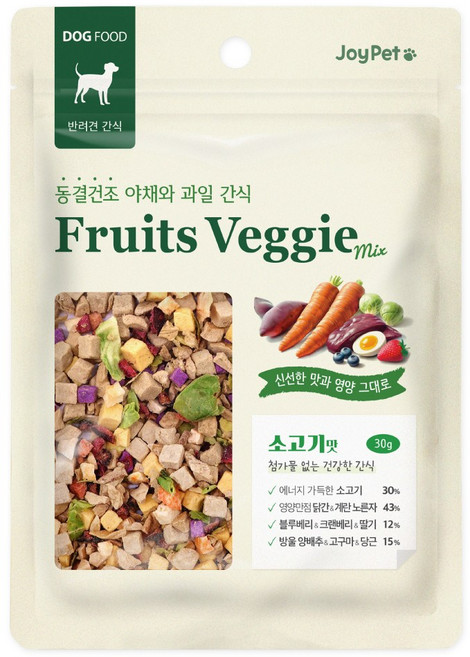 조이펫 강아지간식 동결건조 야채와 과일 소고기 30g, 1개