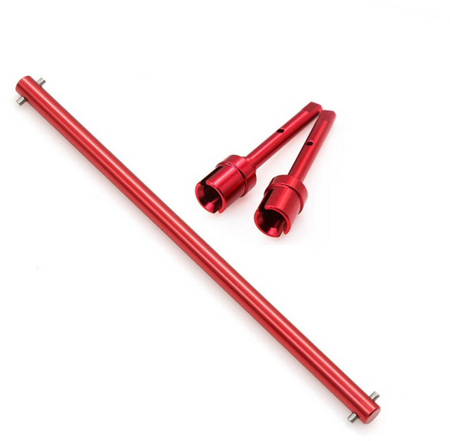 Tamiya TT-02 TT-02B TT02 TT02B 1/10 RC CAR 업그레이드 부품 용 금속 중앙 드라이브 샤프트 및 프로펠러 조인트 세트, 빨간색