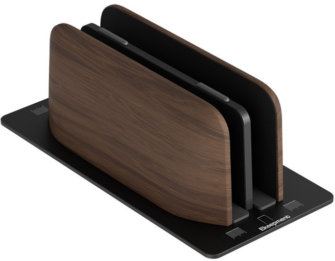 Ekeepment 우드클램쉘 노트북 태블릿 수직 세로 클램쉘 거치대 Slot 2, Walnut, 1개