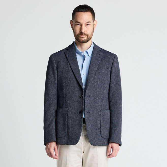 [STCO] 남성 린넨 혼방 허니콤 블레이저 자켓 클래식핏 네이비