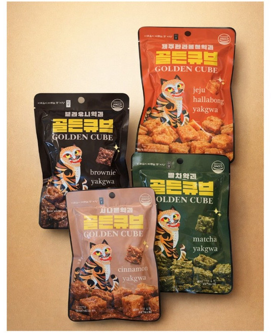 수제 골든 큐브약과 무설탕 한입약과 큐브페스츄리 미니약과 프리미엄 토핑약과, 4개, 65g