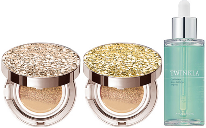 [쿠션15g+쿠션15g+앰플50ml] 스타일71 60%세럼 [건성 피부 추천] 미스트 쿠션 [17호 21호 23호], 1개, 로즈골드글리터17호+골드글리터17호(건성)+앰플