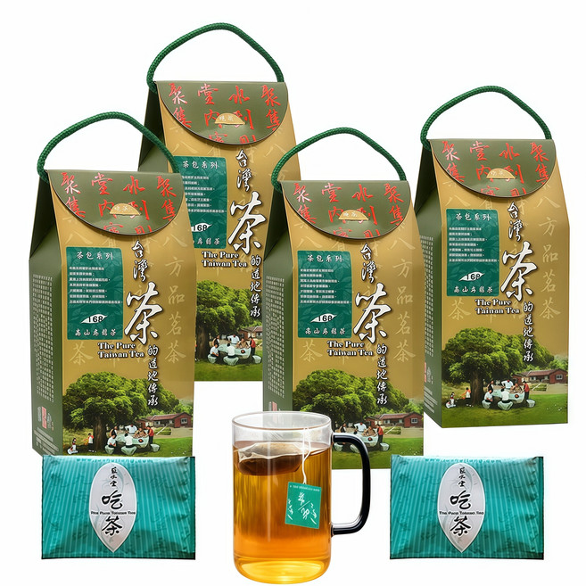 聚水堂 台灣阿里山一心二葉手採高山茶茶包 2.5公克/26包入, 4套, 茶葉包