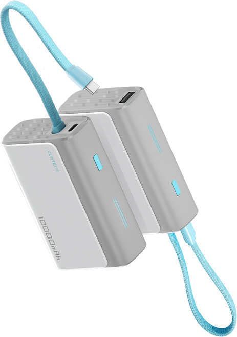 CUKTECH 酷態科 CP133L 自帶線行動電源 33W 10000mAh 1A1C接口 BSMI認證 LPB100, 亞鈦灰(白底搭淺灰),7天, 1個