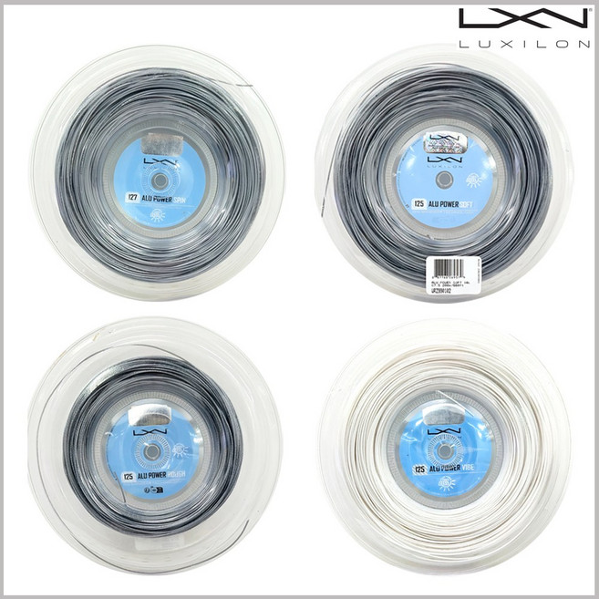 럭실론 알루 파워 12M 소프트 스핀 러프 바이브 테니스 스트링 롤컷팅, 화이트, 1개