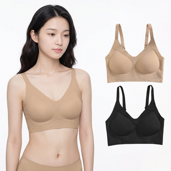 1+1 여성용 노와이어 올데이브라 브래지어 2매세트