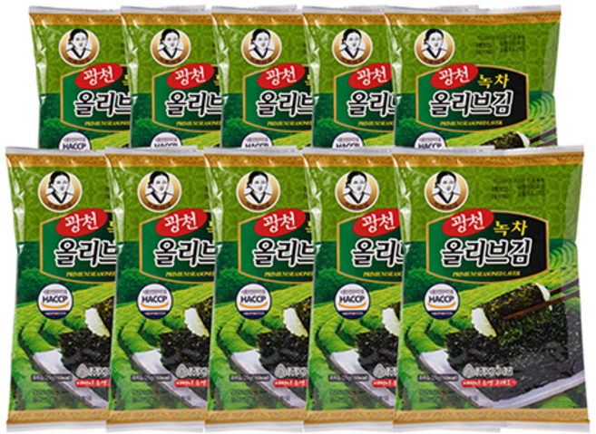 [광천어머니김 본사 발송] 녹차올리브 전장김, 10개
