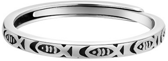 행운 자식운 성공의 상징 SL 순은 심플 행운 물고기 반지