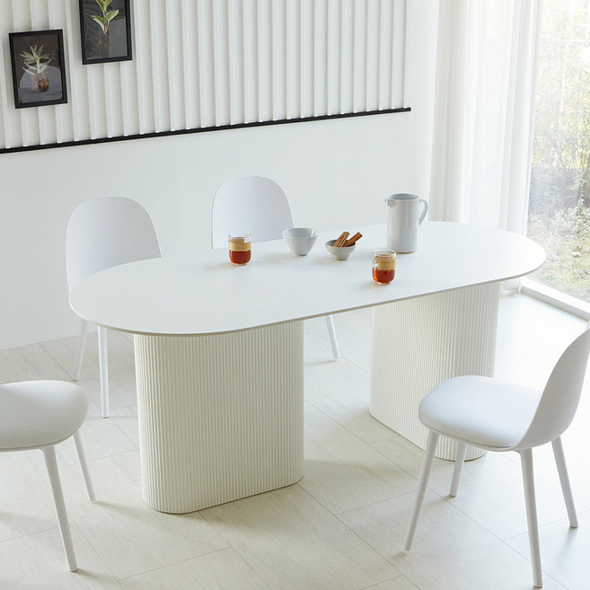 베스트리빙 마리나 포세린 통세라믹 템바보드 6인용 1800 타원형식탁테이블/방문설치, 화이트 템바보드, 1800/화이트