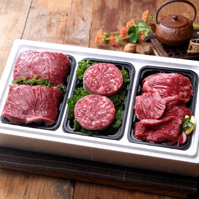 [명품]횡성한우 1등급 정육선물세트 1.2kg(불고기400 국거리400 산적400), 1세트, 1.2kg