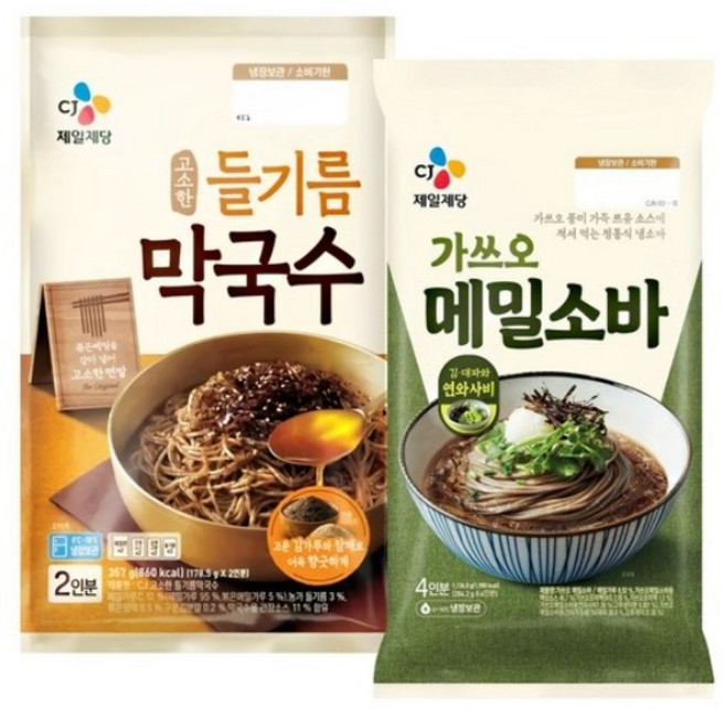 CJ 고소한 들기름막국수 356g (2인분) 가쓰오 메밀소바 1136.8g(4인분), 1개