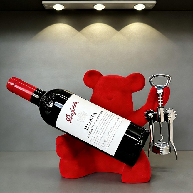 와인 주류 선반 진열대 주류진열대 고급디자인 거치대, 1개, 프리미엄 레드 플록 와인랙+병따개