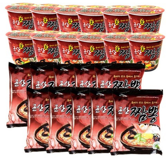 군산짬뽕맛집 군산 불짬뽕컵면12입+짬뽕라면10입, 1개, 1개