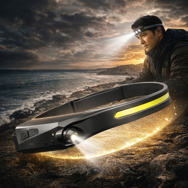 리브픽 LED 나이트뷰 MAX 270도 센서 헤드램프 USB 충전식 낚시용 등산용 작업용, 리브픽 시그니처 블랙, 1개