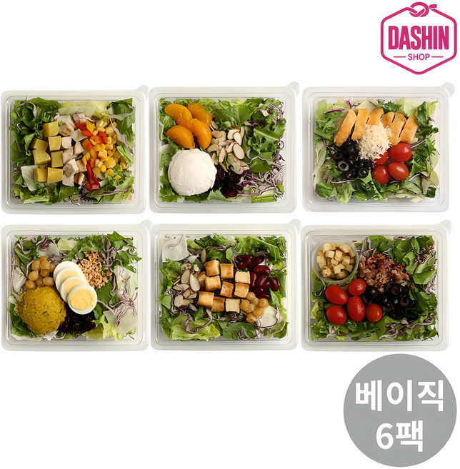 [다신샵] 당일제조 한스푼샐러드 베이직 6팩세트(콥+리코타+쌀시리얼+단호박+라페+훈제), 6개