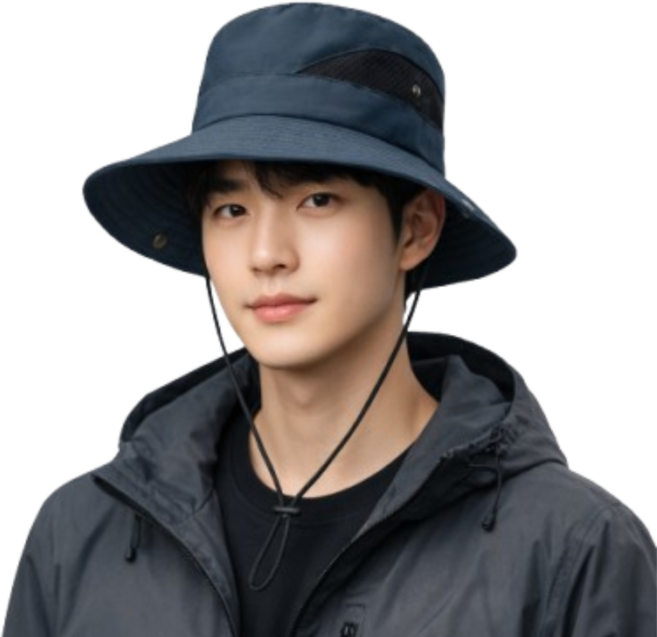 비렌스 베이직 등산 낚시 메쉬 모자 자외선 차단, 잉크 네이비