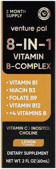 Venture Pal 8-in-1 Vitamin B Complex Lemon 2 fl oz 60 ml, Venture Pal, 8-in-1 Vitamin B, 1개, 60ml - 쿠팡