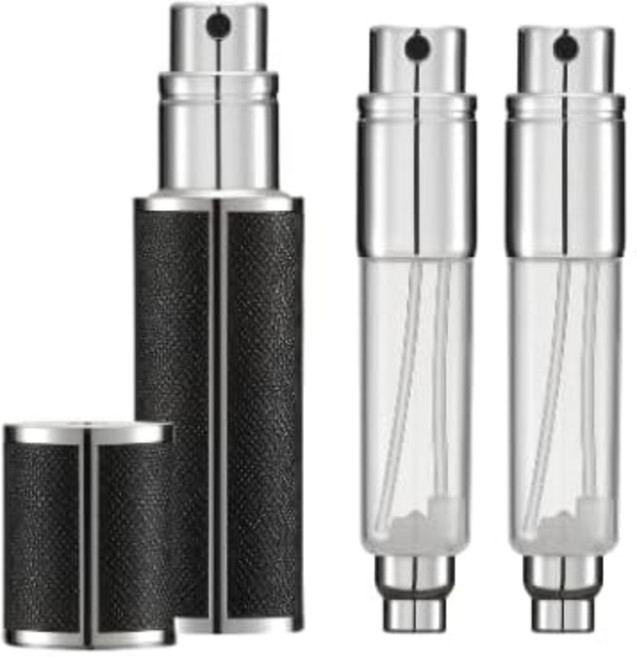 공식 TRAVALO (트라바로) 아토마이저 밀라노 프리미엄 세트 인너 보틀 2개 포함 향수 리필 간편 새지 않는다 휴대 여행 향수 병 5ml 다이렉트 차지 (블랙)