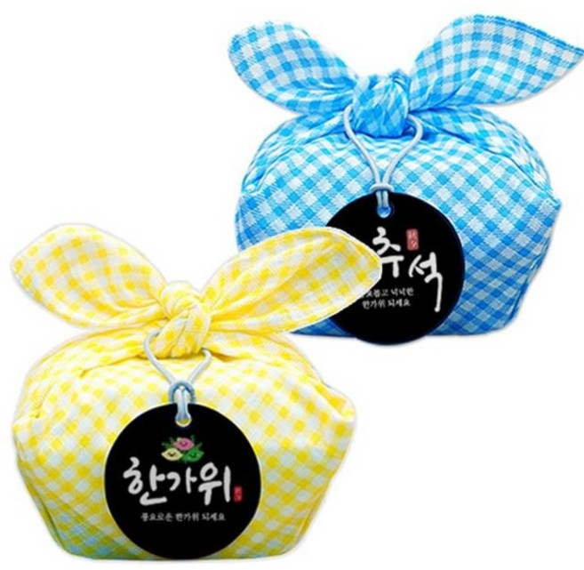 데일리손수건 혜명몰 체크 손수건 송편포장 4인용 보자기선물포장 선물포장지 보자기포장 보자기천 추석선물포장