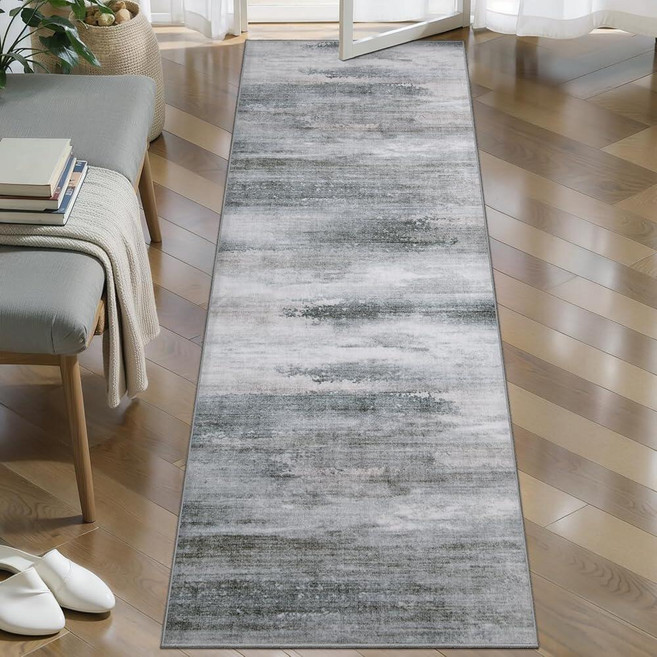 Tangsoo Abstract 3x5 Area Rug Washable Non Slip Indoor Rugs Modern Accent Rug Print Small Carpet, Ash Grey