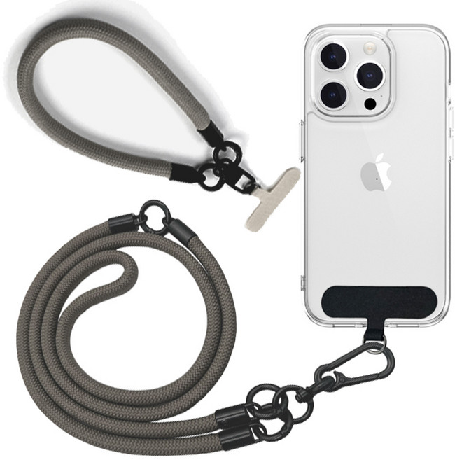 2in1 크로스 핸드 스트랩 목걸이줄, 1개, 그레이