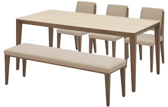 5위 - 바젤 세라믹식탁 6인세트 180cm 브라운_체어 3EA 벤치 150cm 1EA, 세라믹식탁180+체어 3EA