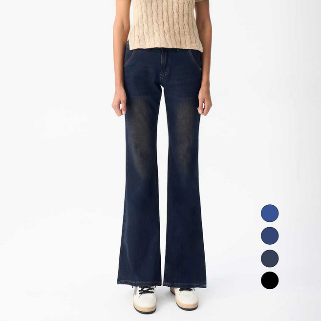 엘블로썸 여성 [숏 기본 롱] 스판 와이드 부츠컷 히든밴드 청바지