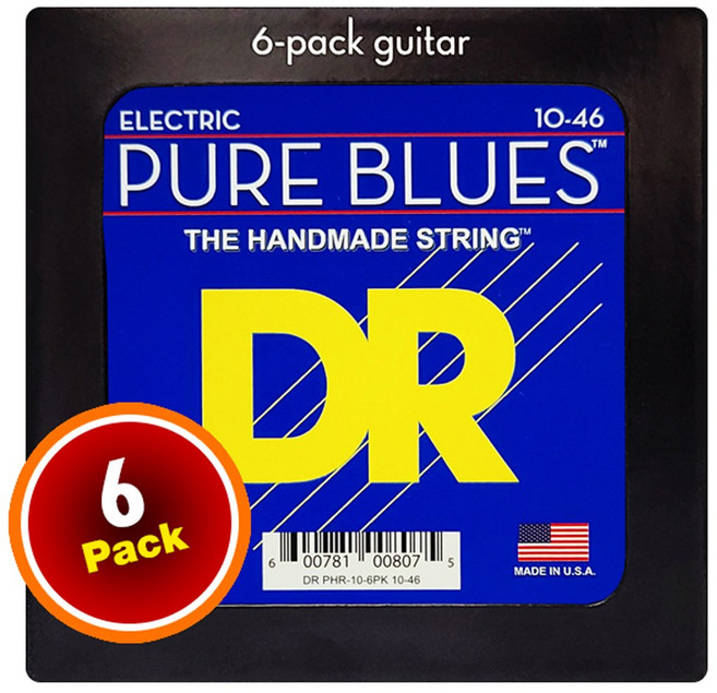 DR 기타줄 스트링 퓨어블루스 010-046 3팩 일렉기타 스트링, Pure Blues 6팩, 1개