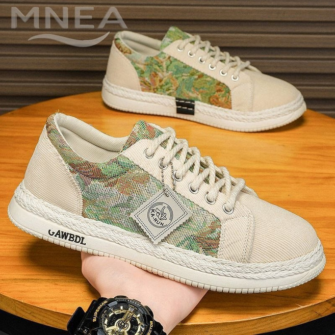 MNEA 남자 가벼운 캔버스 스니커즈 심플한 빈티지한 데일리 캐주얼화