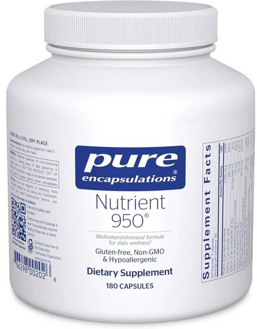 퓨어인캡슐레이션 뉴트리언트 950 멀티비타민 미네랄 캡슐 Pure Encapsulations Nutrient 950, 1개, 180정 - 쿠팡