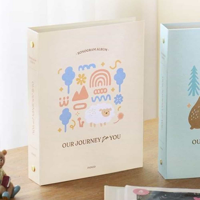 하이모리 인디고 처음부모 초음파사진 포켓 앨범 [임신 축하 선물 112포켓 스티커4매 포토북], 베이지