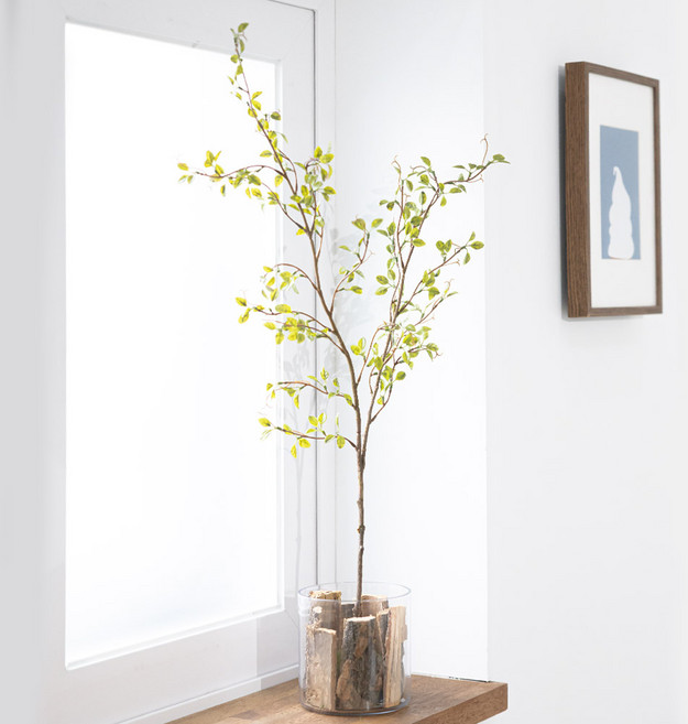 버튼잎가지 조화 화병 화분 set 33x70cm (DIY) 인테리어 녹색 식물 장식 소품 행사 꾸미기, 1개, 단품