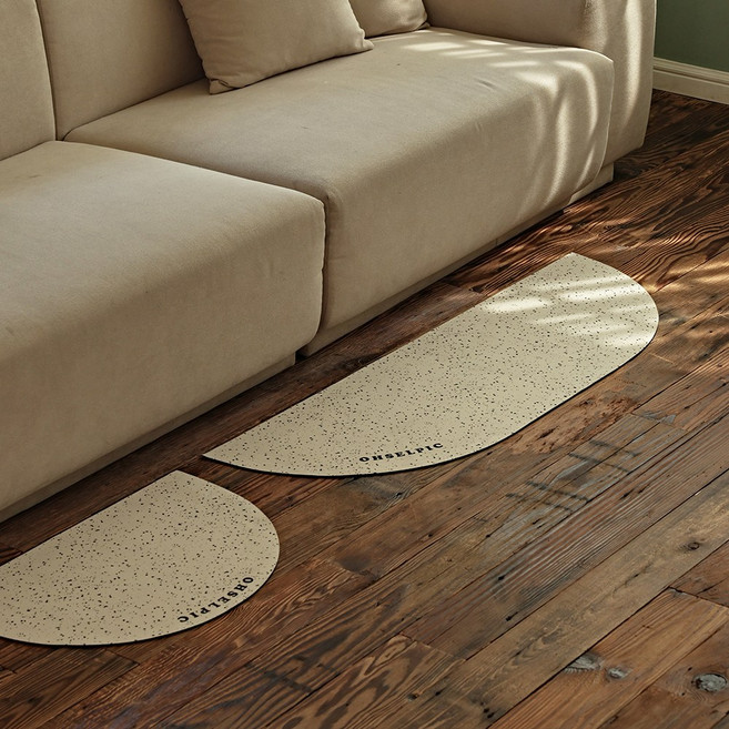 오셀픽 2종세트 오브제 반원형 빨아쓰는 규조토 발매트, 1세트, 버터